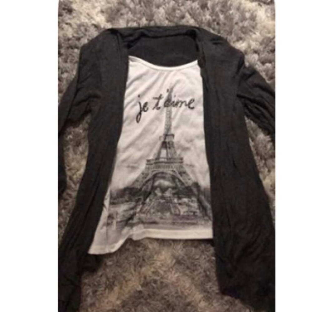 Shirt with connected cardigan